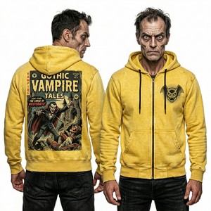 Sweat à capuche bleu pour homme imprimé sur mesure, motif vitrail, streetwear, pull molletonné épais, fournisseur en gros - Product Image 3