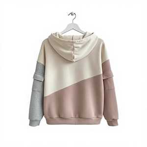 Sudadera con Capucha Cargo Colorblock para Mujer 2026, Estilo Oversize con Parches y Bolsillos Utilitarios - Product Image 3