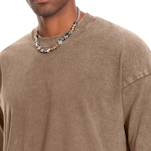 T-shirt pour garçons avec logo brodé personnalisé, impression DTF, effet délavé, marque privée, t-shirts pour hommes personnalisés effet délavé - Product Image 5