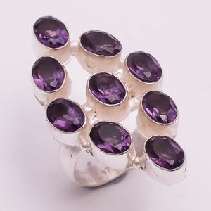 Hot Design New Women's Punk Jewelry Fashion Sterling Silver Plated Ring Amethyst Quartz Gemstone - Product Image 1