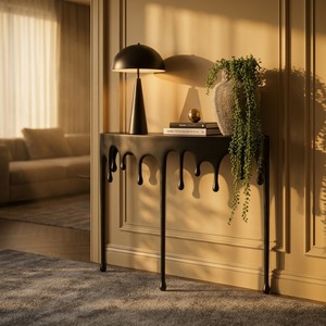Mesa de Centro Moderna Minimalista con Diseño de Goteo, Mueble Decorativo de Metal para Sala de Estar Contemporánea - Product Image 2