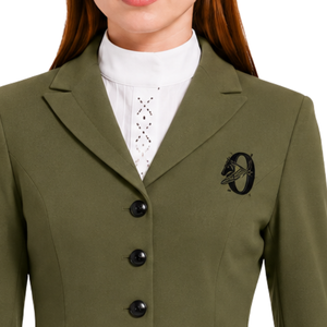 Olive Green Equestrian <b>Jacket</b> for <b>Women</b> Slim Fit Riding Blazer Elegant Horse Riding Competition Coat Custom OEM Wholesale - Product Image 3