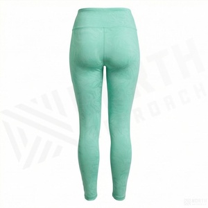 High Waist Full Length Women's <b>Leggings</b> Solid Mint Green Knitted Spandex Nylon Stretch All Seasons - Product Image 2