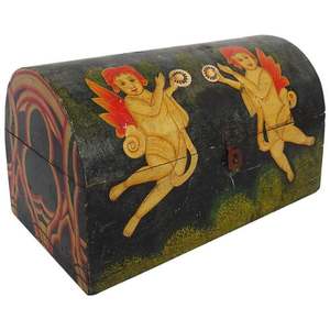 Tradebyd Hand Painted European Folk Art <b>Wooden</b> Box Decorative Vintage Storage Chest for <b>Rustic</b> Interiors - Product Image 1