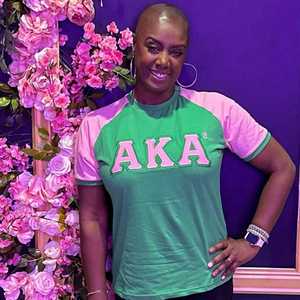 AKA Pink Green Premium <b>Raglan</b> Shirt Women Greek Letter Embroidered Contrast Sleeve Crewneck High Quality Casual <b>Top</b> - Product Image 3