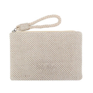 Bolsa de Maquillaje de Yute Natural Resistente con Cierre, Bolsa Organizadora de Cosméticos Ecológica - Product Image 1