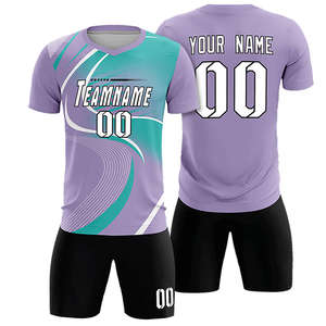 Custom Purple Yellow Soccer Jersey Set V-Neck Short Sleeve Sublimated Breathable Unisex Adult Team Apparel - Product Image 1