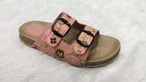 <b>Women</b> Pink Embroidered Flat <b>Sandals</b> Floral <b>Buckle</b> Strap Open Toe Casual Ethnic Footwear for Party Wedding and Daily Wear - Product Image 2