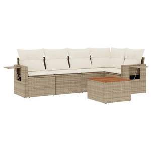 Conjunto de Sofá de Jardín Grande con Patas Ajustables en Ratán Sintético PE Beige, Muebles de Jardín Ajustables - Product Image 1