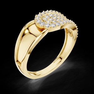 Bague demi-éternité en or massif 14 carats avec diamants ronds authentiques cultivés en laboratoire et pavé incurvé – Surprise pour elle - Product Image 2