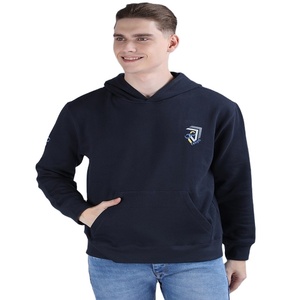 เสื้อฮู้ดขนแกะลำลองสำหรับผู้ชายพิมพ์ลายโลโก้โอเวอร์ไซส์ - Product Image 3