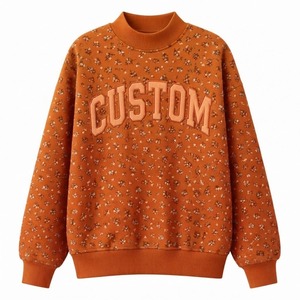 Sweat-shirt à col montant rayé tricoté sur mesure OEM pour femme, pull à manches longues, style hiver, décoration de lettres sur le devant, 100% coton - Product Image 3