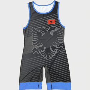 Maillot de lutte pour homme 100 % coton par sublimation – Tissu extensible, impression par placement, coupe athlétique, entièrement personnalisable - Product Image 2