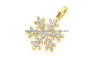 Wholesale Trendy 10K Solid Gold Lab Grown Emerald Cut Iced <b>Crystal</b> Bling Snowflake Pendant Hip Hop Fashion Jewelry for Christmas - Product Image 2