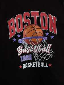 T-shirt vintage pour homme avec motif lettres, coupe oversize, col rond et épaules tombantes - Product Image 4