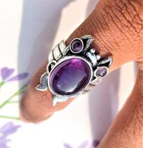 Amethyst 925 Sterling <b>Silver</b> Handmade Frog <b>Ring</b> Animal <b>Statement</b> Jewelry Gift For Him Anniversary <b>Ring</b> - Product Image 2