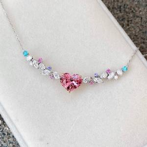 Collier pendentif en forme de cœur en argent plaqué or 18 carats avec chaîne à maillons, bijoux vintage pour femmes - Product Image 3