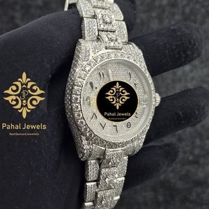 นาฬิกาเพชรโมอิสซาไนต์สำหรับผู้หญิง Pahal Jewels ขนาด 41 มม. ตัวเรือนสแตนเลสสตีล ระบบอนาล็อก กลไกอัตโนมัติ แสดงวันที่ หรูหรา - Product Image 4