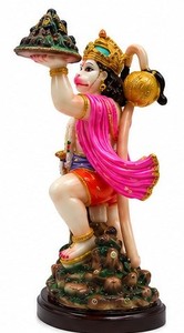 Statue de Hanuman colorée faite à la main, figurine de dieu debout, sculpture en marbre pour la décoration de la maison et du temple - Product Image 3