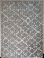 Tapis d'appoint tendance 2025 bleu clair ivoire, tufté à la main en laine et coton, motif géométrique abstrait moderne à quatre feuilles