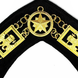 Customized Embroidered Black Gold <b>Star</b> <b>Badge</b> Chain Oval Shape Classical Style Fabric <b>Badges</b> for Promotion - Product Image 2