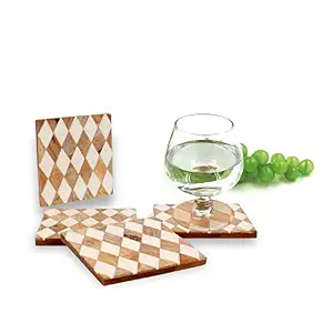 Indian-Shelf 5mm Thick Square Eco-Friendly Wood Resin <b>Coasters</b> <b>Set</b> for Dining Table-Modern Design - Product Image 2