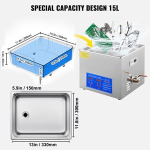 Pulitore a Ultrasuoni Digitale da 15L con Timer e Riscaldatore (40kHz) - Professionale ed Elettrico per Auto (110V) - Product Image 6