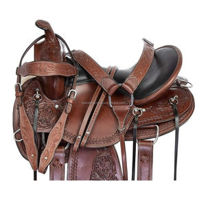 Ensemble de selle d'équitation Western Pleasure Trail en cuir véritable, élégant et confortable, fabriqué à la main, disponible avec un jeu de punaises en vrac - Product Image 1