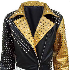 PIHA SPORTS <b>Men's</b> Genuine Leather Motorcycle Jacket Breathable <b>Punk</b> Style Color Blocking Stand Collar Slim Fit Winter - Product Image 4