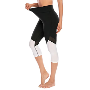 Leggings de yoga taille haute respirants à blocs de couleur, longueur intégrale, avec surpiqûres contrastées, en Spandex et Polyester, pour femmes, avec poches - Product Image 6