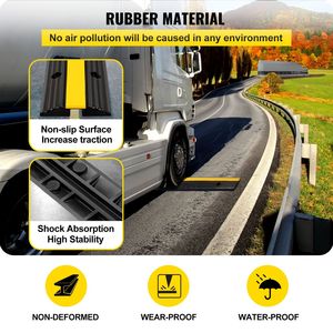 Set di 4 Rampe Protettive in Gomma per Cavi, Capacità di Carico 1000 kg, Copricavo a 1 Canale, Dissuasore di Velocità per Vialetti - Product Image 2