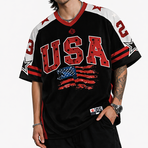 Jersey de Fútbol Americano de Diseño Estadounidense de Alta Calidad, Uniforme de Equipo con Gráficos de Estrellas, Estilo Urbano Transpirable, Personalizado OEM, Marca Privada - Product Image 3