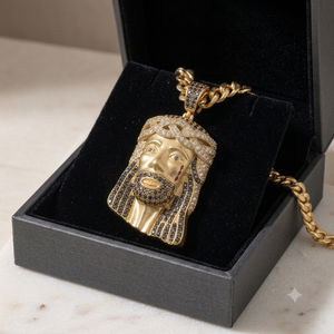 Collier Pendentif Tête de Jésus Personnalisé avec Diamants de Laboratoire, en Argent 925 Plaqué Or, Visage de Christ, Style Hip Hop, Breloques Religieuses Unisexe - Product Image 6