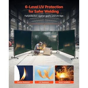 Schermo di Protezione per Saldatura a 3 Pannelli 6 X 8 FT in Vinile Ignifugo con 12 Ruote per Sicurezza - Product Image 2