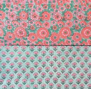 Tissu en coton imprimé à la main en Inde, imprimé floral, tissu Jaipuri Sanganeri - Product Image 3
