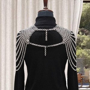 <b>Silver</b> Plated Stainless Steel Chainmail Collar Irregular Fashion Armor Wedding Jewelry for Clothing - Product Image 2