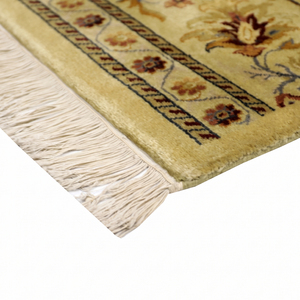 Tapis en mosaïque de galets organiques beige doré, tapis moderne en laine tufté à la main, franges, écologique, antidérapant pour salon, chambre à coucher - Product Image 6