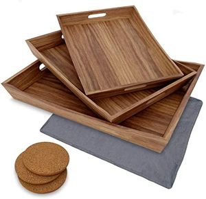 Bandeja Rectangular de Madera Hecha a Mano, Bandeja de Madera Natural para Servir Desayuno, Té, Café, Mesa de Comedor, Cocina, Restaurante, Hotel - Product Image 4