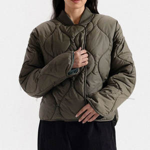 Chaqueta Acolchada de Moda para Mujer, Cuello Alto, Manga Larga, Color Sólido, Relleno de Poliéster, Cierre de Cremallera, Corta, para Otoño - Product Image 5
