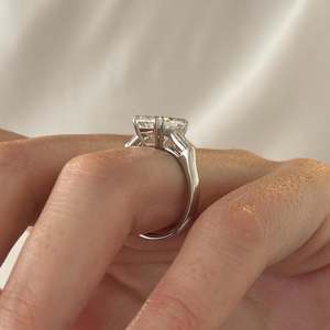 4 Carat <b>Emerald</b> Cut E VVS2 Lab Diamond 3 Stone <b>Ring</b> , Tapered Baguette Three Stone, White Gold , IGI Certified - Product Image 4