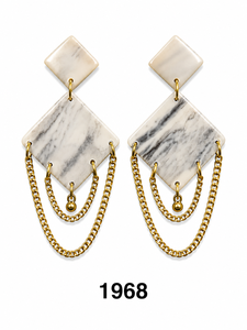 Vintage <b>Resin</b> Chain Stud Earrings Women's Wedding Handmade Premium Quality Elegant MWB CRAFTING Model MWB-1968 Trendy Solid - Product Image 1