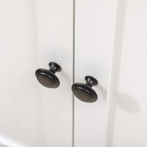 Cristallo bianco piedistallo lavandino armadio di stoccaggio con doppie porte in noce scuro-come mensole del bagno - Product Image 5