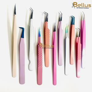 แหนบต่อขนตาปลายเรียบสแตนเลสคุณภาพสูง ทนทาน ยี่ห้อ Bellus International  แบบ 45 องศา พร้อมด้ามจับนาโน - Product Image 4