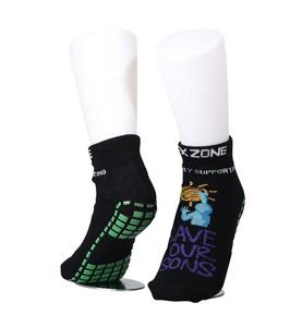 X-ZONE Ankle Running <b>Socks</b> Black Anti-Slip Jacquard Design Save Our Sons Print for Men Youth Summer Sporty Yoga Wear - Product Image 5