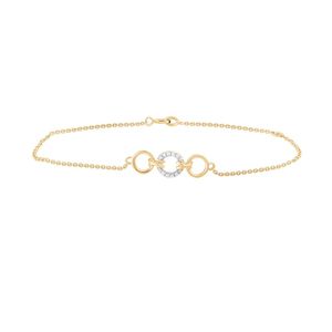 Elegante y única pulsera de cadena de oro macizo de 18 quilates con diamantes de talla brillante redonda en engaste de bisel, diseño minimalista para mujer. - Product Image 5