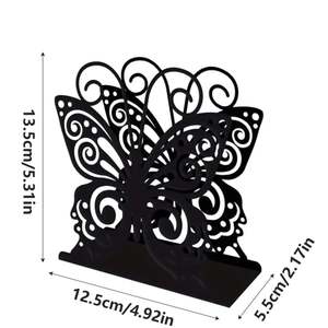 <b>Black</b> Metal Butterfly <b>Napkin</b> Holder Tabletop Decorative Centerpiece for Dining Wedding 13.5x12.5x5.5 cm - Product Image 1