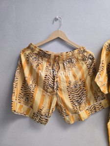 <b>Women</b> Animal Print Pajama Set <b>Short</b> Sleeve Turn-down Collar Loose Fit Summer Casual 100% Polyester <b>Elastic</b> <b>Waist</b> <b>Shorts</b> - Product Image 2