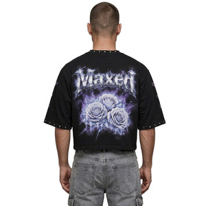 Camisetas Retro con Logotipo Personalizado, Impresión DTG, 100% Algodón Grueso, Corte Cuadrado para Hombre, Estilo Urbano, Camisetas Oversize de 260 GSM - Product Image 3