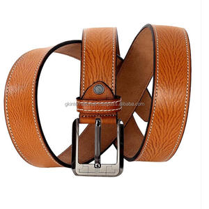<b>Leather</b> Formal Casual <b>Tan</b> Branded Stylish Genuine <b>Leather</b> <b>Belts</b> for <b>Men</b> with Black Nickel Alloy Pin Buckle at Cheap Price - Product Image 2