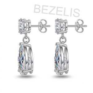 Boucles d'oreilles pendantes en diamant rond et poire, cultivé en laboratoire, couleur D, clarté VVS, 3 carats, pour femme, idéales pour un cadeau et un usage quotidien - Product Image 4
